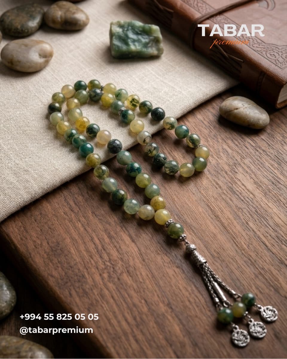 Yaşıl moss agate təsbeh